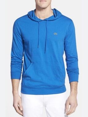 Lacoste Men's Blue Hooded Long-Sleeve Pullover, Fr size 6 = us size XL​